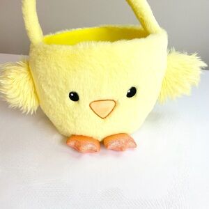 Cute Fuzzy Chick Easter Basket Plush Spring Decor Cottagecore Gift